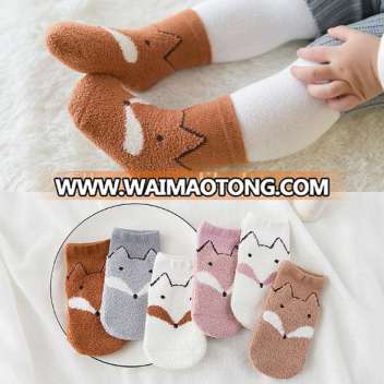 Cute cartoon 3D Baby fuzzy Socks non-slip Animal Heads floor coral velvet floor toddler warm winter humpty dumpty baby socks